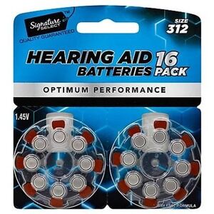 New 80 (5/16) Count Size 312 Signature Select Hearing Aid Batteries 1.45V Brown